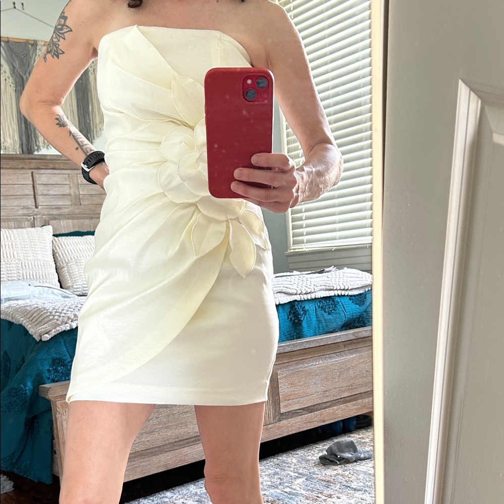 Cache Strapless Cream Dress